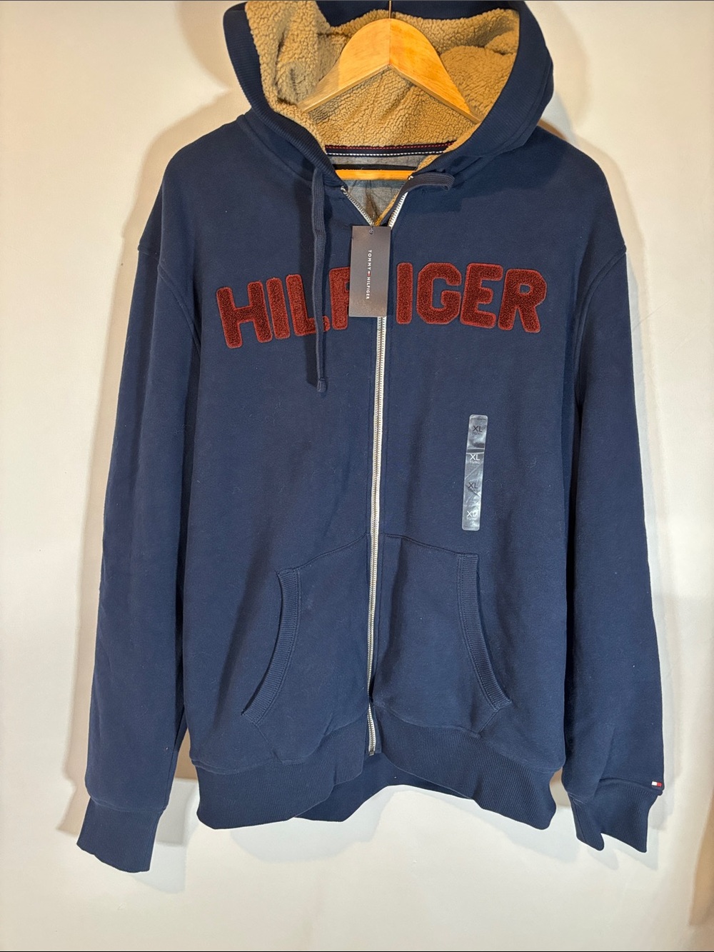Tommy Hilfiger Navy fleece lined Hoodie with Red branding